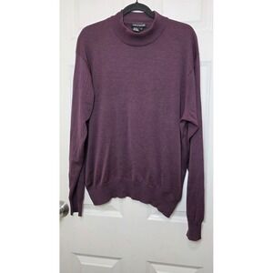 Tulliano Sweater Men's Large Burgundy Silk Blend Mock Neck Long Sleeve Pullover